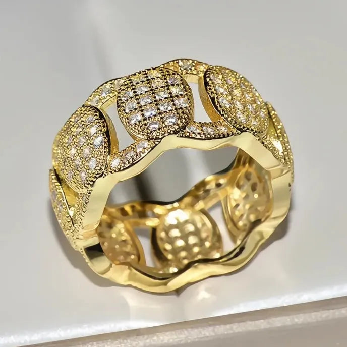 Luxury Geometric Micro Pave Cubic Zirconia Wedding Ring for Women Brass Silver Gold