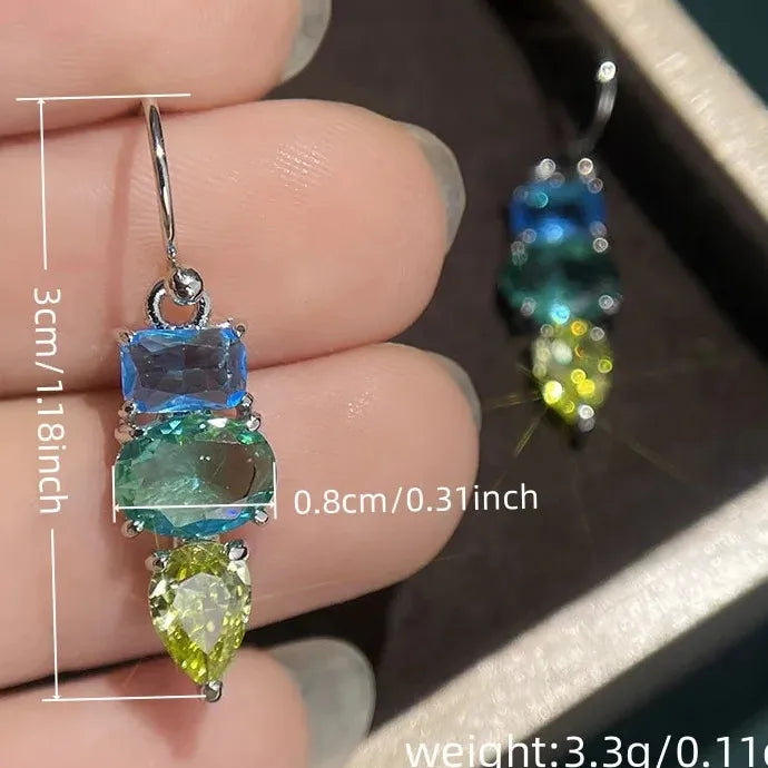Sparkling Crystal Water Droplet Bohemian Zinc Alloy Earrings for Women