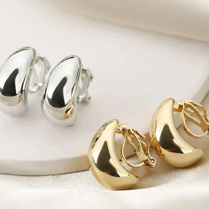 French Luxury Water Drop Clip Earrings Copper Alloy No Pierced Holes Jewelry