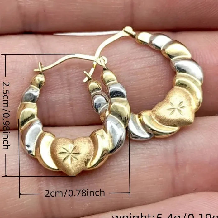 Golden Oval Zinc Alloy Earrings Simple Geometric Style for Women Birthday Gift