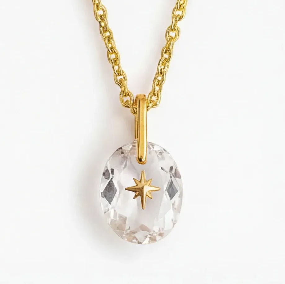 Multi-color Crystal Zircon Oval Pendant Necklace for Women Stainless Steel Jewelry