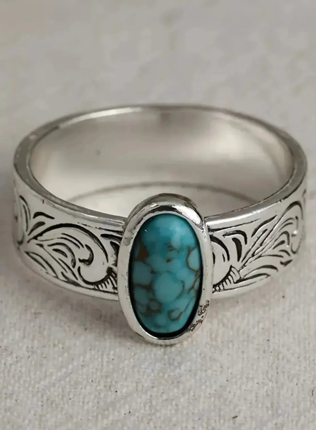 Imitation Turquoise Zinc Alloy Ring for Women Boho Style Daily Party Jewelry