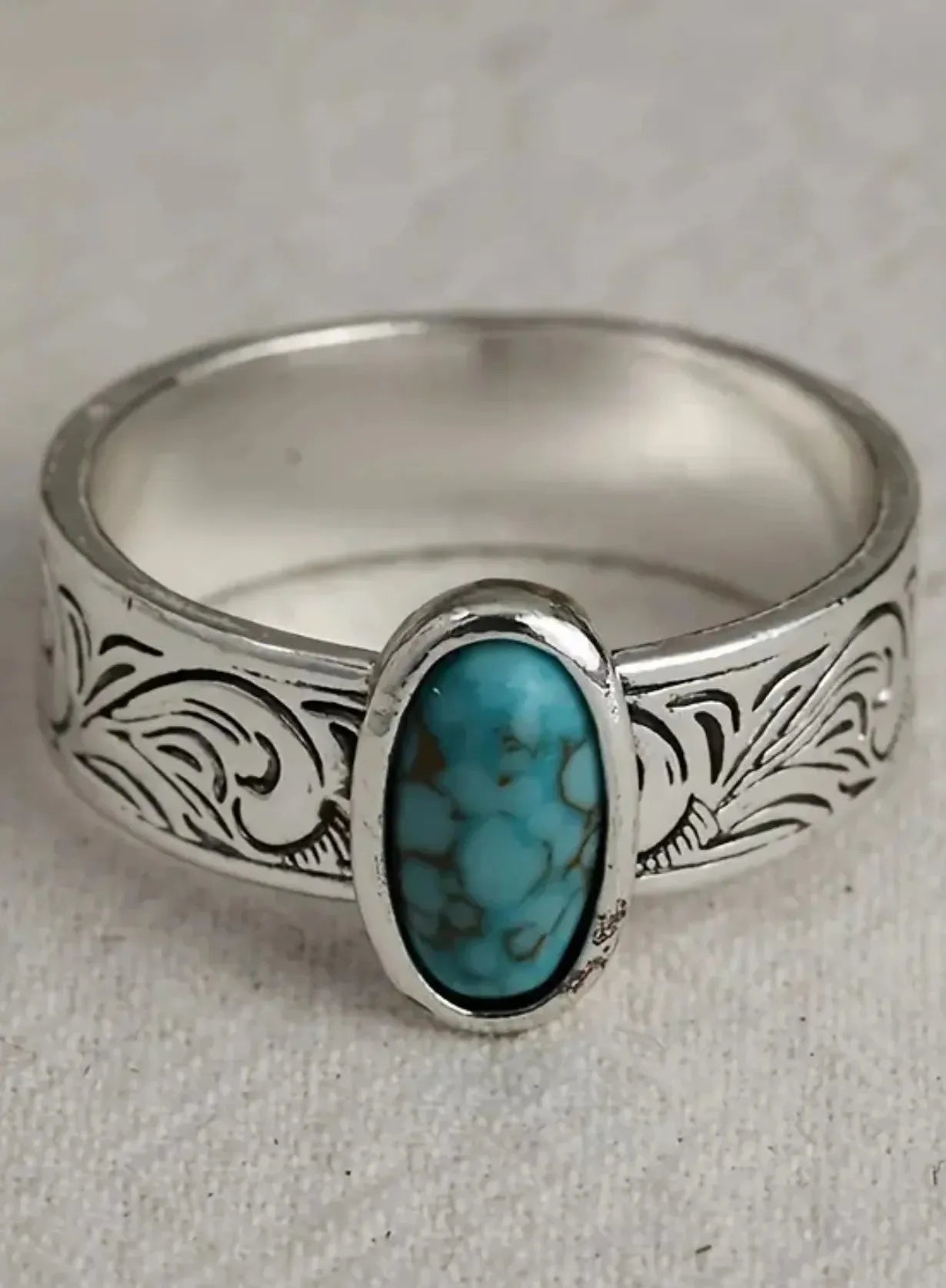 Imitation Turquoise Zinc Alloy Ring for Women Boho Style Daily Party Jewelry