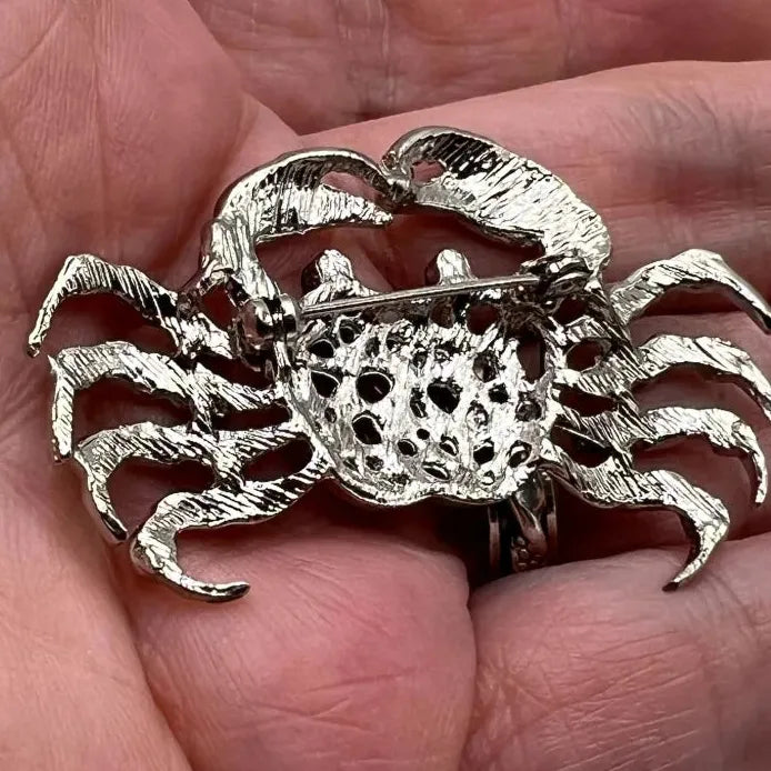 Blue Crystal Crab Brooch Animal Jewelry Gift for Women Men