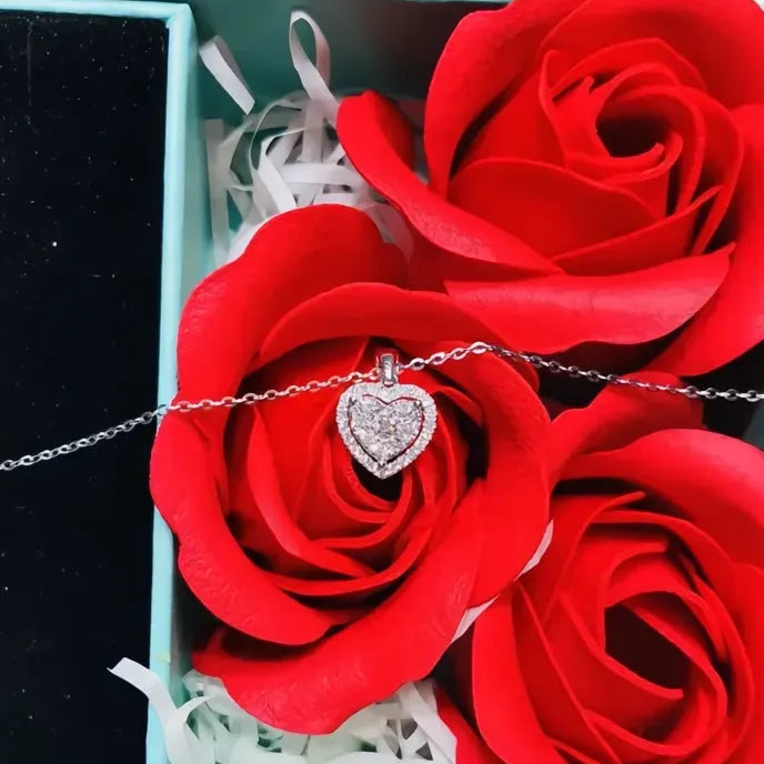Love Geometric Cubic Zirconia Pendant Necklace for Women Wedding Silver Color Jewelry