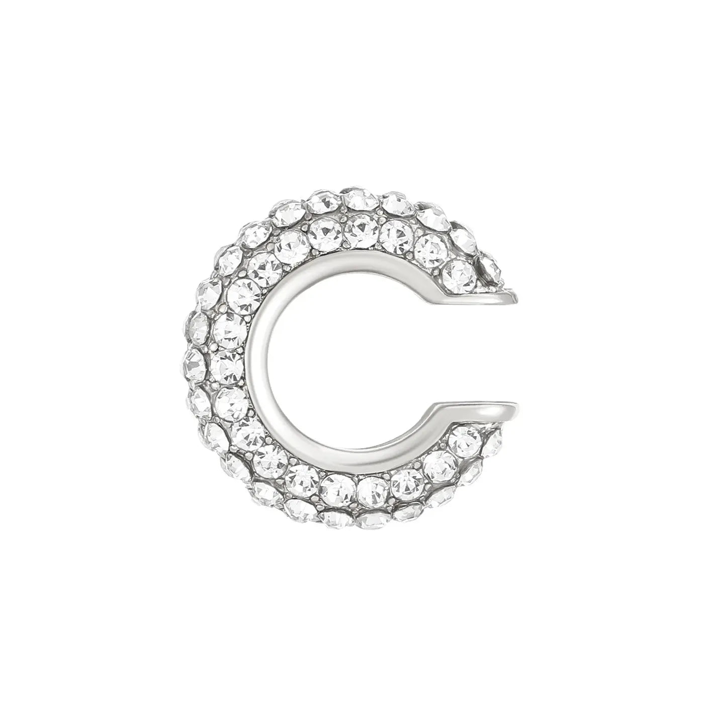 Vintage Round C Shape Cartilage Clip Earrings for Women Copper Rhinestone Jewelry