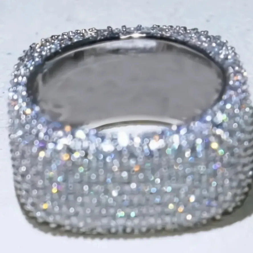 Women’s Geometric Square Band Ring Brass Cubic Zirconia Bling Bling Fashion Jewelry