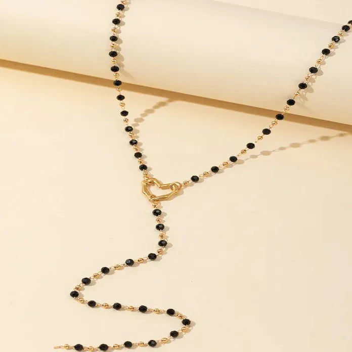 Bohemian Y-Shaped Copper Necklace with Colorful Crystal Zircon Gold Chain