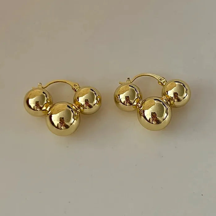 Copper Alloy Metal Ball Stud Earrings European American Style Women 2026