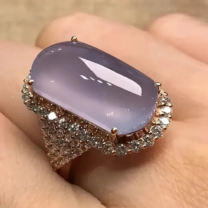 Elegant Imitation Moonstone CZ Brass Cocktail Ring for Women Gift