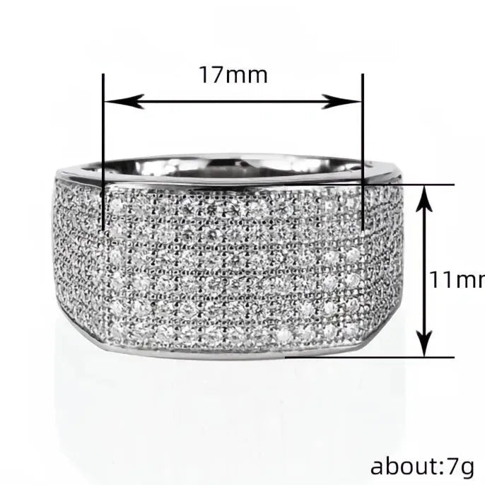 Iced Out Silver Geometric Crystal Wedding Engagement Ring for Women