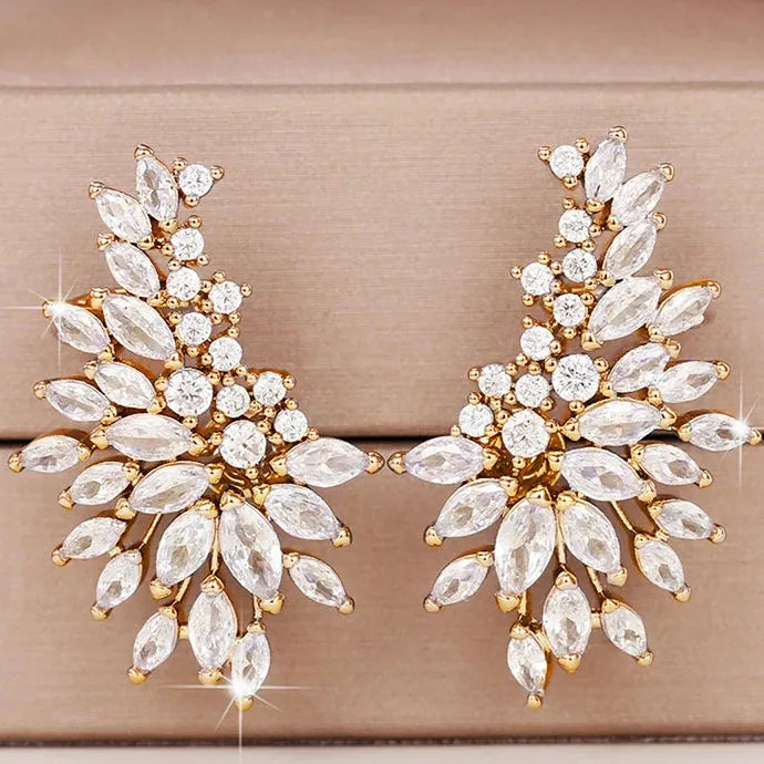 Sparkling Cubic Zirconia Geometric Stud Earrings for Women Wedding Party Jewelry