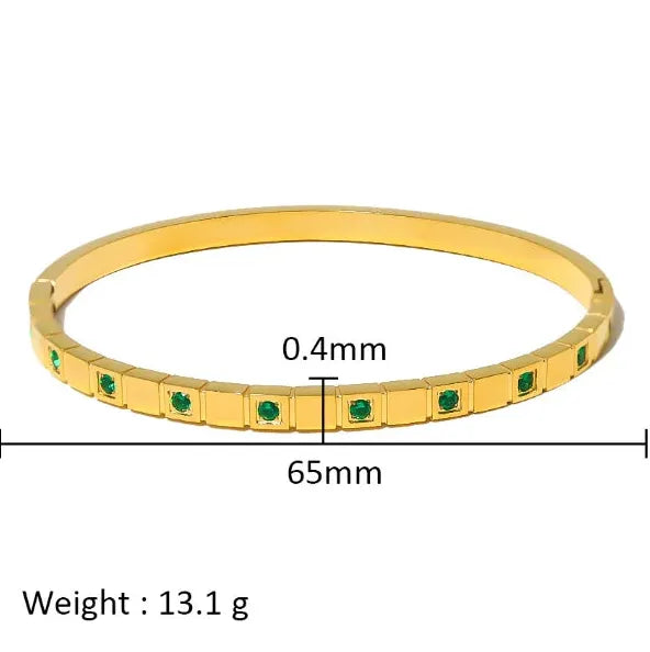 18K Gold Plated Stainless Steel Zircon Rhinestone Twist Open Bangle Bracelet Women