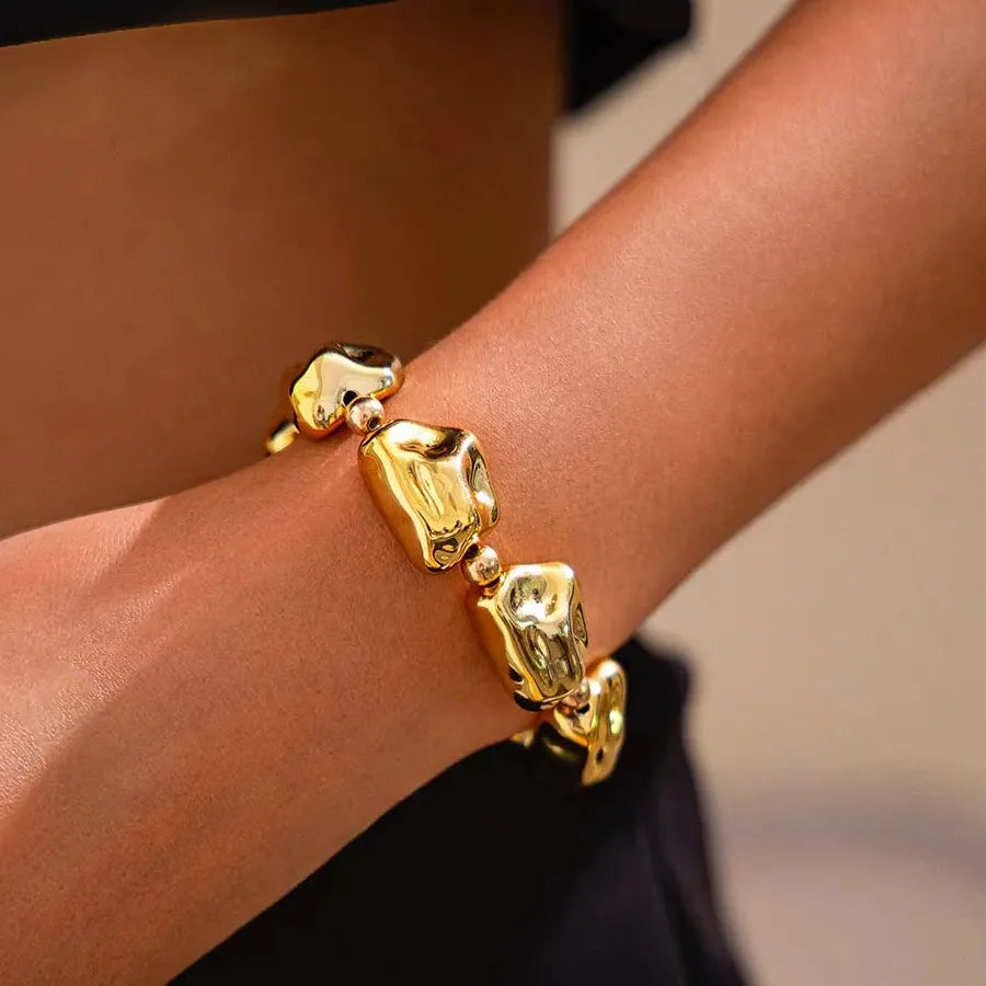 Vintage Geometric CCB Bead Bracelet for Women Elastic Punk Charm Bangle Gift Jewelry