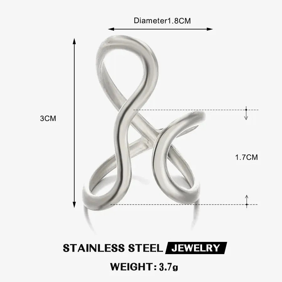 18K Gold Plated Stainless Steel Women's Vintage Geometric Cocktail Ring Jewelry