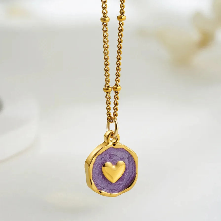 Stainless Steel Geometric Pendant Necklace Star Cross Heart Moon Choker Women Jewelry