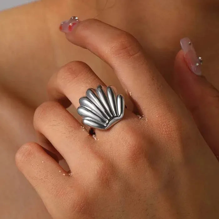 Stainless Steel Adjustable Starfish Open Ring Vintage Gold Jewelry Trendy