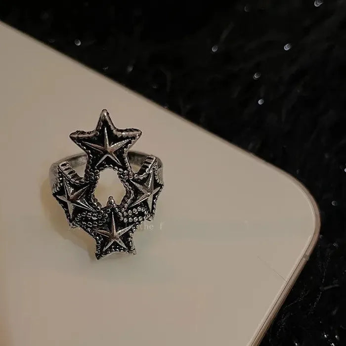 2024 Gothic Star Cocktail Ring Unisex Punk Cross Jewelry Gift