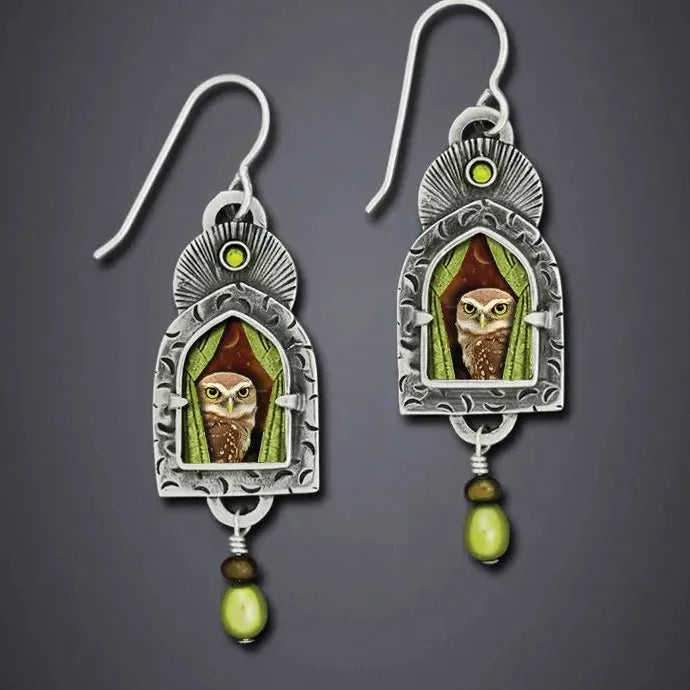 Vintage Indian Tribal Resin Pearl Geometric Bohemian Drop Pendant Earrings Women