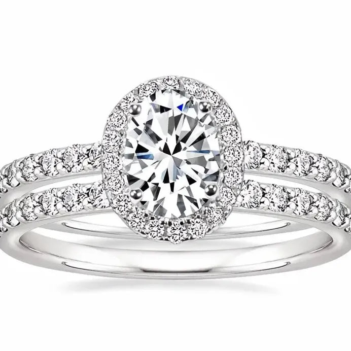 Elegant Oval Cubic Zirconia Women’s Wedding Rings Bridal Set