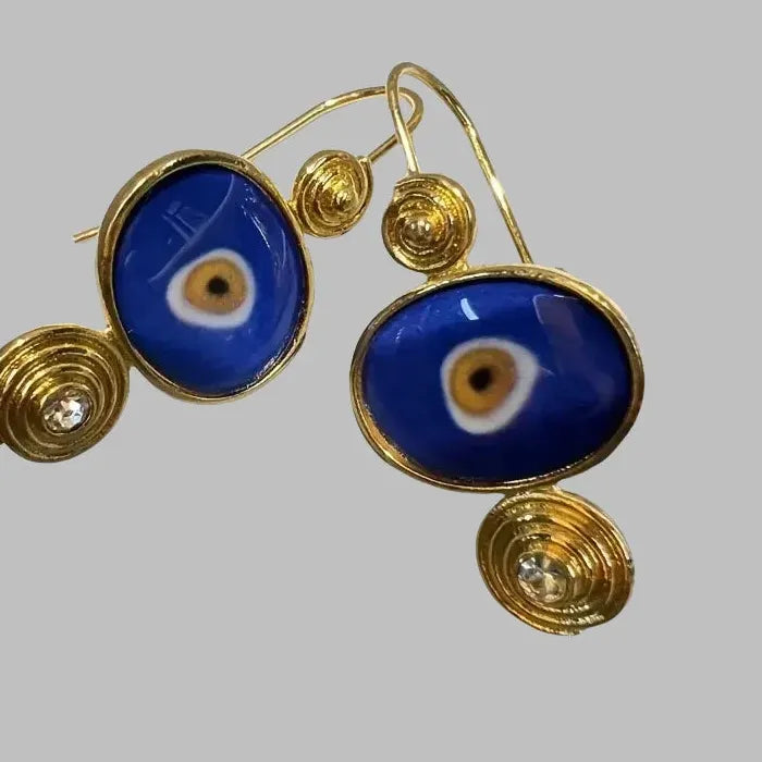 Devil's Eye Enamel Dangle Earrings Gold Plated Zinc Alloy Retro Style Gift