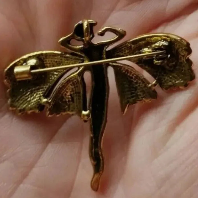 Vintage Art Nouveau Fairy Nymph Brooch Shawl Pin Pendant Jewelry