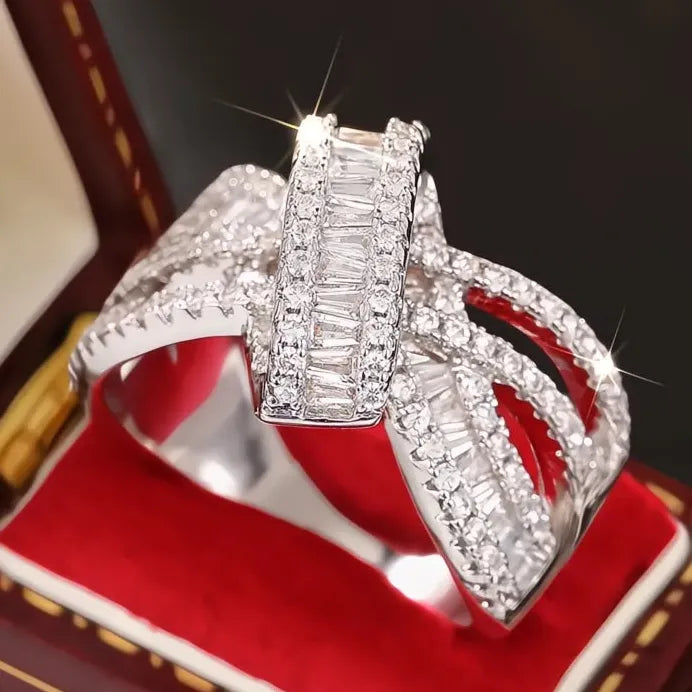 Elegant Bowknot Women’s Cubic Zirconia Brass Cocktail Wedding Ring