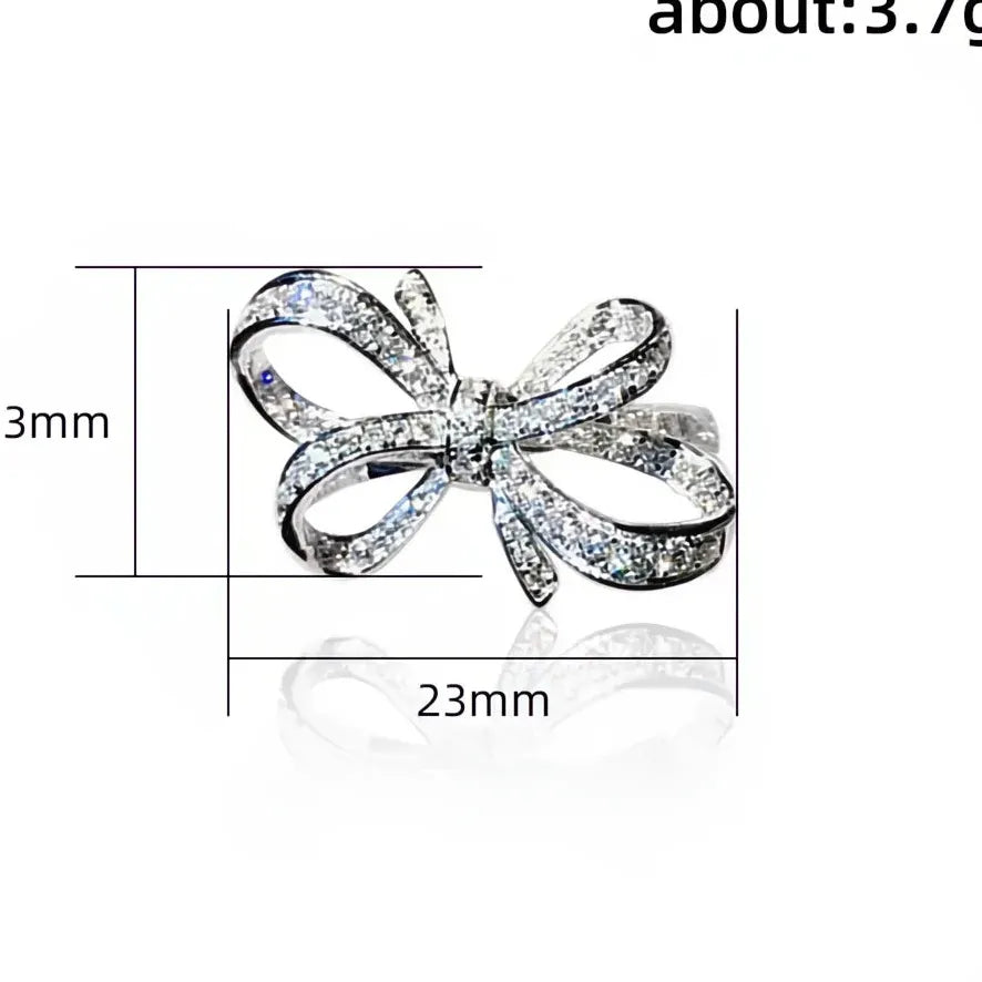 Bow Shaped Women’s Ring with Cubic Zirconia Brass Fashion Jewelry Gold Silver