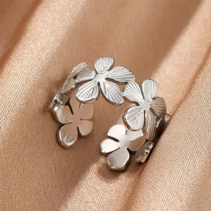 Stainless Steel Gold Irregular Geometric Wide Ring for Women Gift Jewelry Trendy