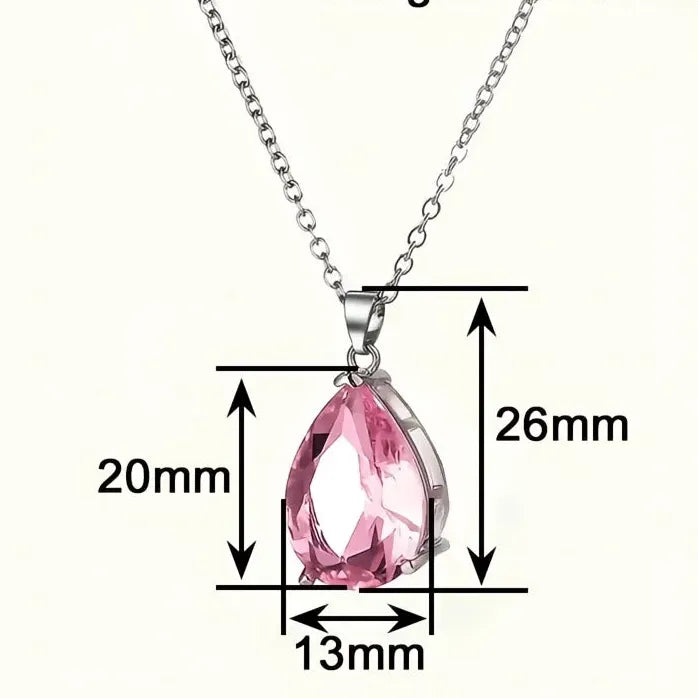 Copper Alloy Pendant Necklace with Pink Cubic Zirconia for Women