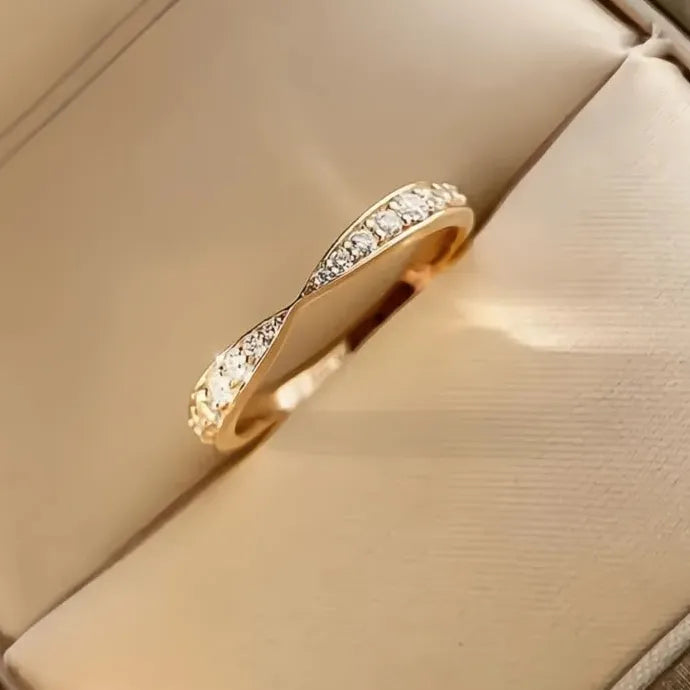 Chic Women Thin Brass Rings Stylish Simple Cubic Zirconia Wedding Bands