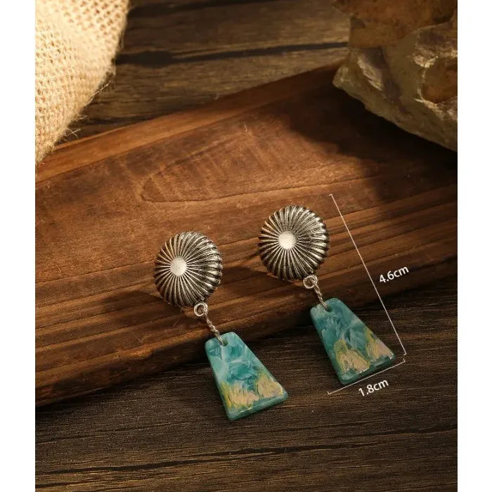 Vintage Marble Abstract Polymer Clay Geometric Pendant Drop Earrings Party Jewelry