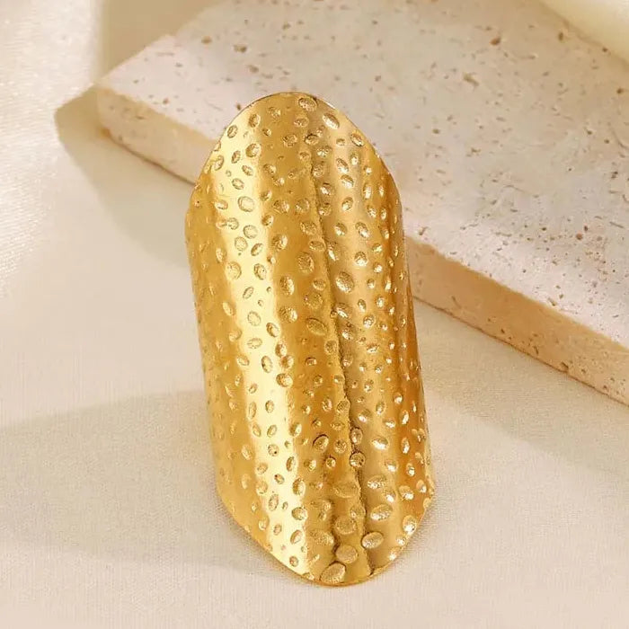 Stainless Steel Geometric Mood Tracker Ring for Women Gold Tone Jewelry