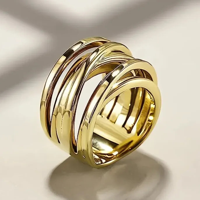 Wide Finger Brass Wedding Band Ring for Women Modern Fashion Jewelry
