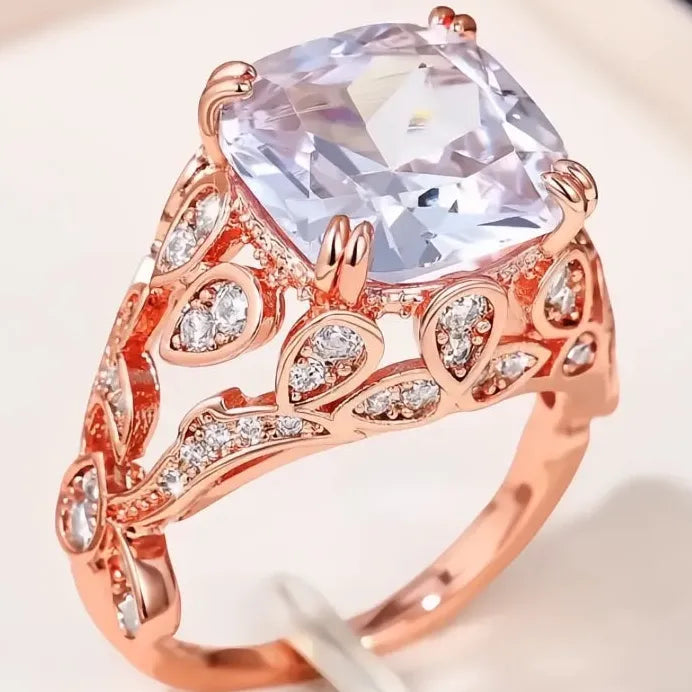 Geometric Hollow Out Women’s Ring Inlaid Shining CZ Wedding Party Jewelry