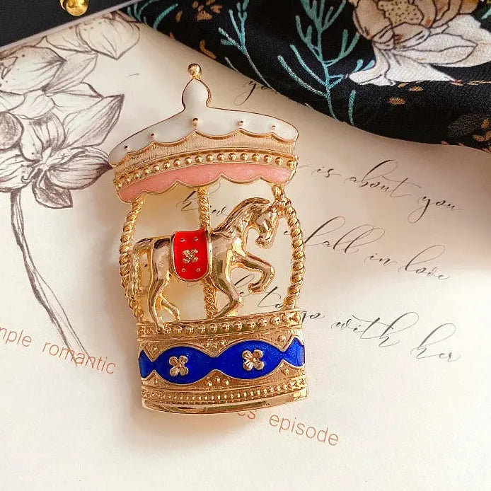 Luxury Classic Carousel Brooch Wedding Gift for Men & Women