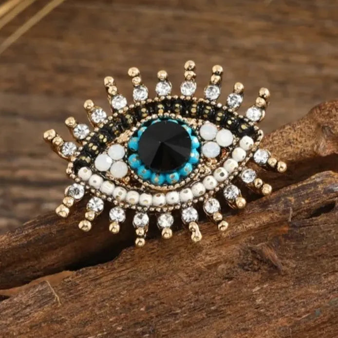 Luxury Sparkling Devil Eyes Brooch Pin for Women Men Classic Style