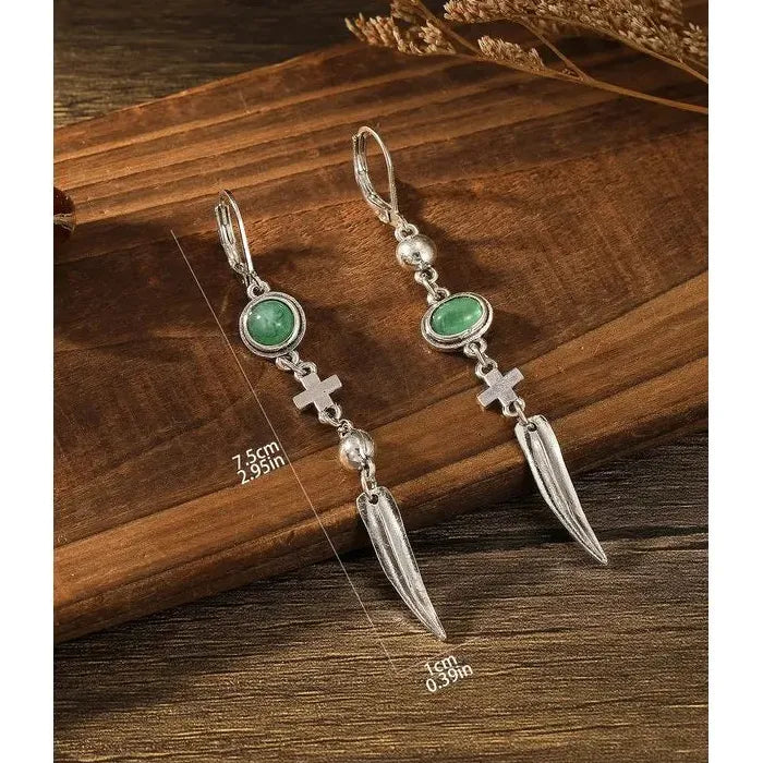Vintage Silver Zinc Alloy Long Chain Tassel Star Shaped Drop Earrings Gift