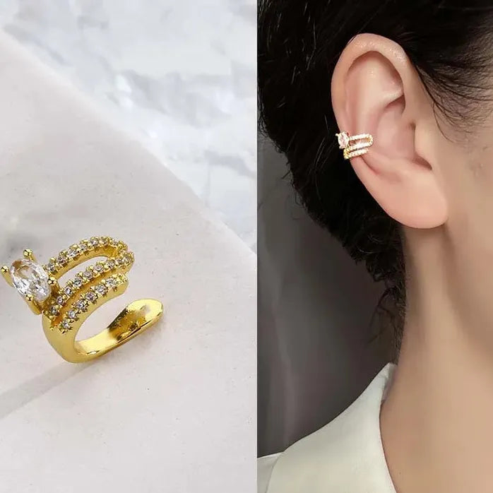 Unique Asymmetry Round Cartilage Metal Ear Clips Fake Piercing Gift Jewelry