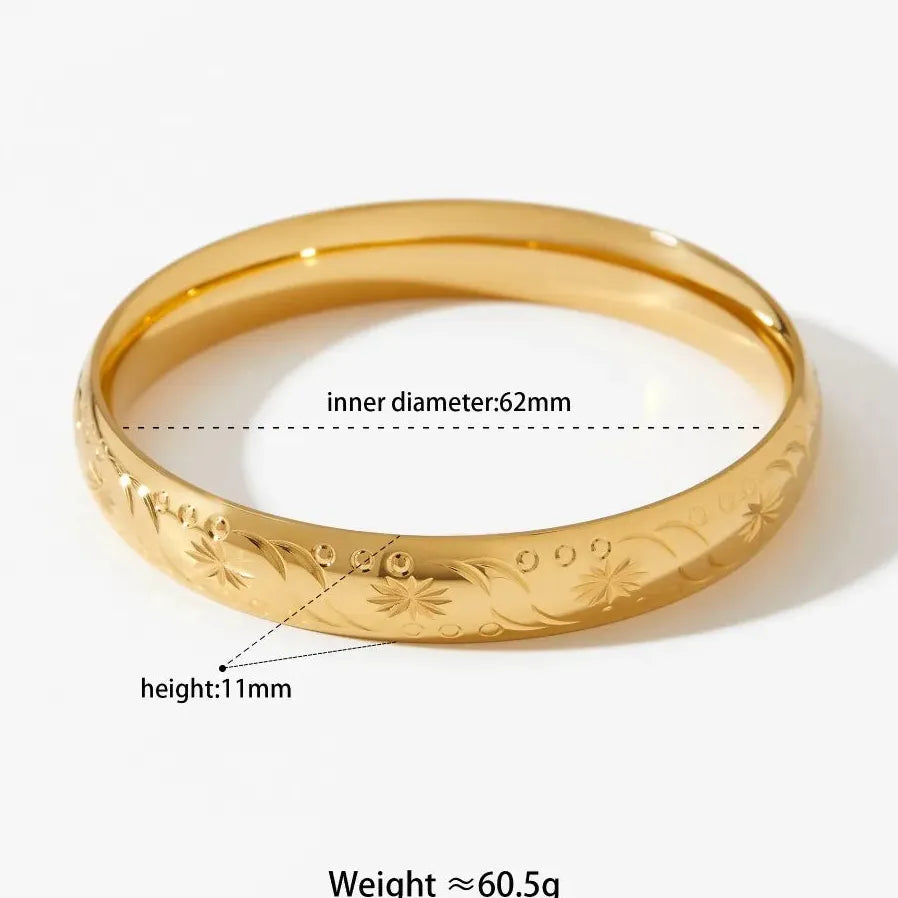 18K Gold Plated Stainless Steel Geometric Bangle Bracelet for Women Girls Jewelry