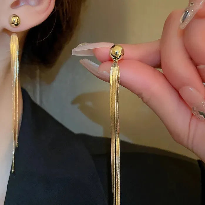 Bohemia Metallic Long Tassel Butterfly Dangle Earrings for Women Jewelry Gift