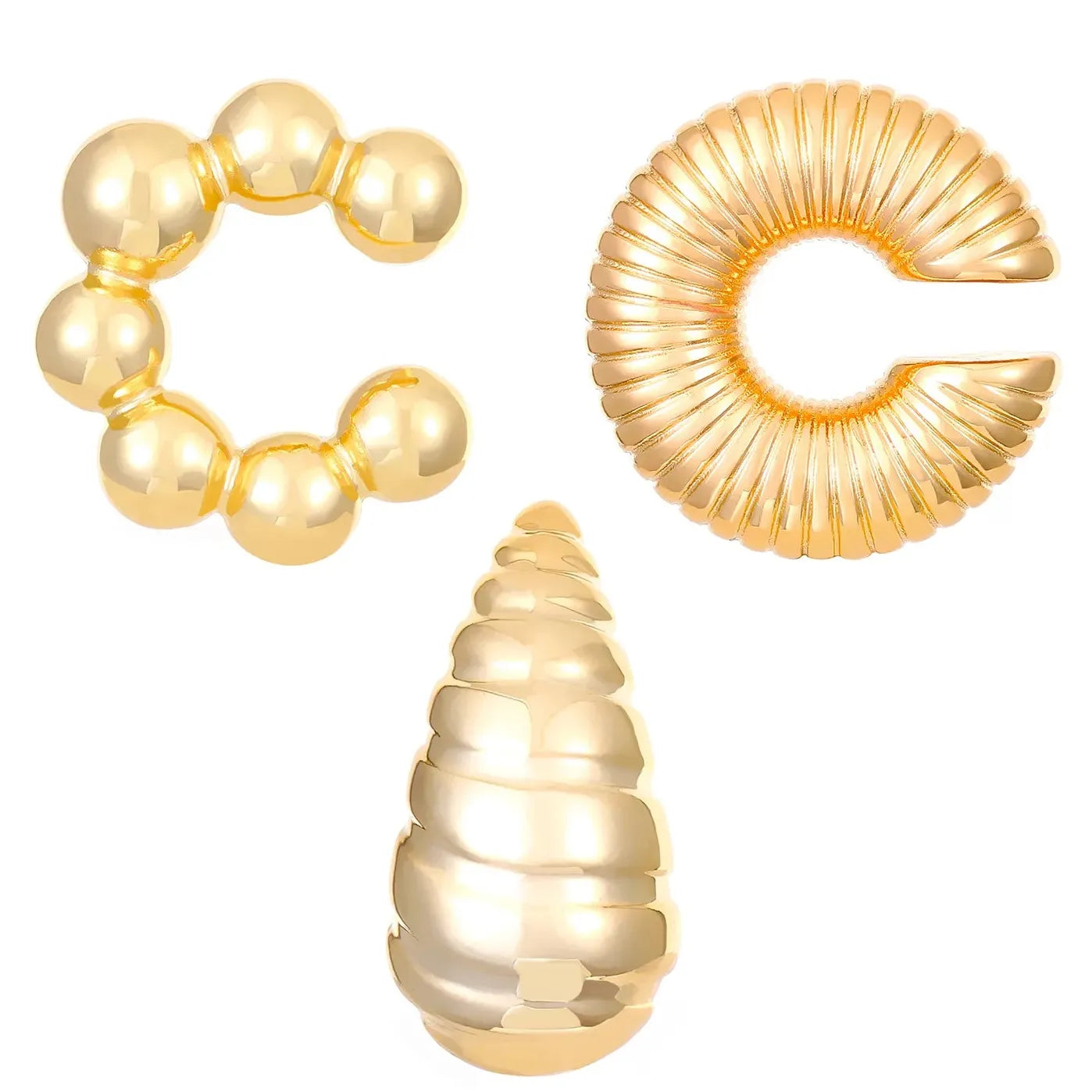 4Pc Vintage Geometric Clip Earrings Women Trendy C Shape Ear Cuff Jewelry