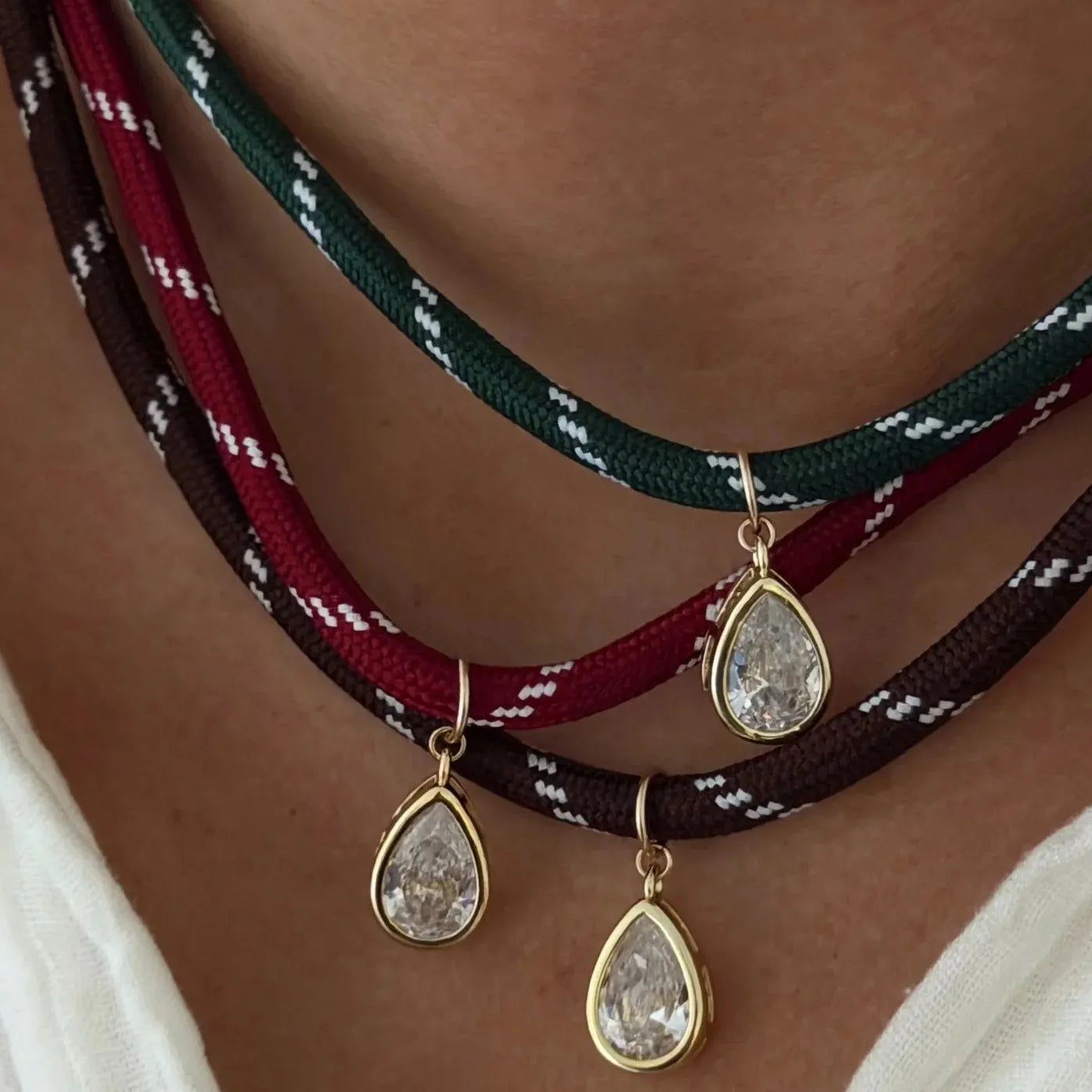 Minimalist Multicolor Waterdrop CZ Zircon Pendant Necklace for Women Stainless Steel Jewelry