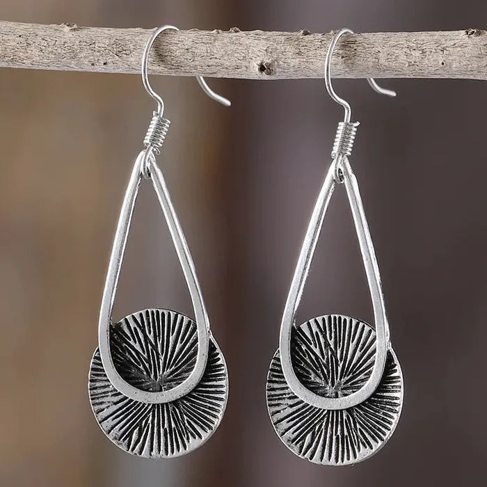 Retro Geometric Fan Drop Earrings Zinc Alloy Ethnic Style Women's Jewelry