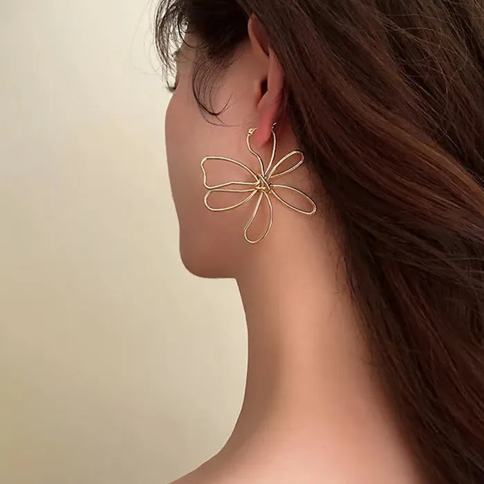 2026 Handmade Copper Metal Flower Drop Earrings Big Fashion Gift