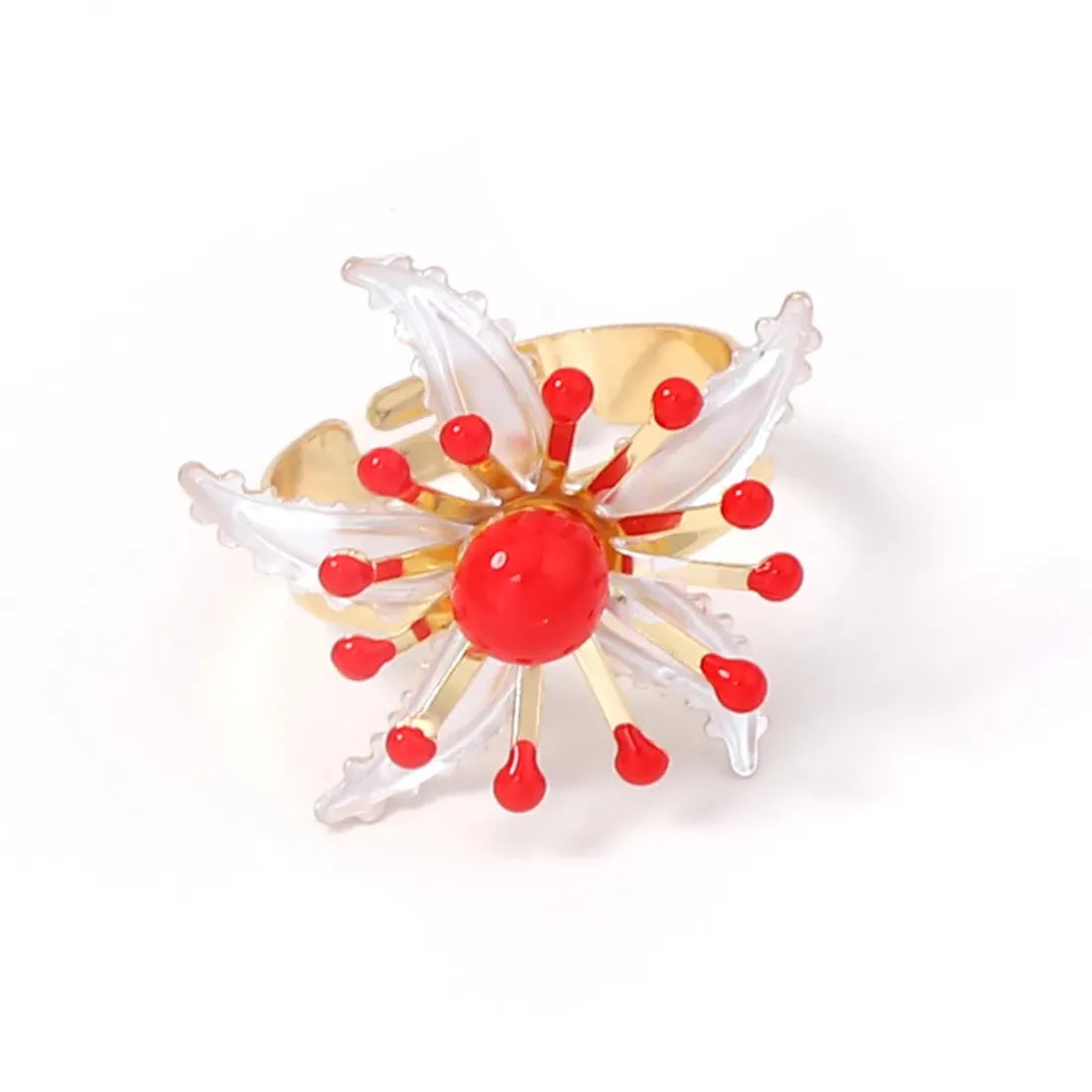 Adjustable Bohemian Flower Plant Pattern Ring for Women Vintage Jewelry