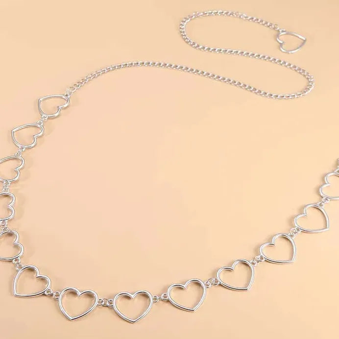 Zinc Alloy Heart Waist Chain Double Layer Hip Hop Trouser Belt Jewelry