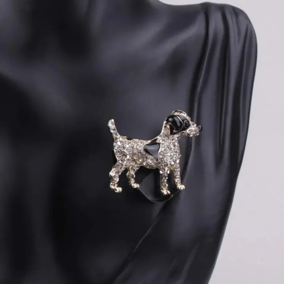 Rhinestone Dog Brooch for Women Coat Pin Elegant Jewelry Gift Accessory