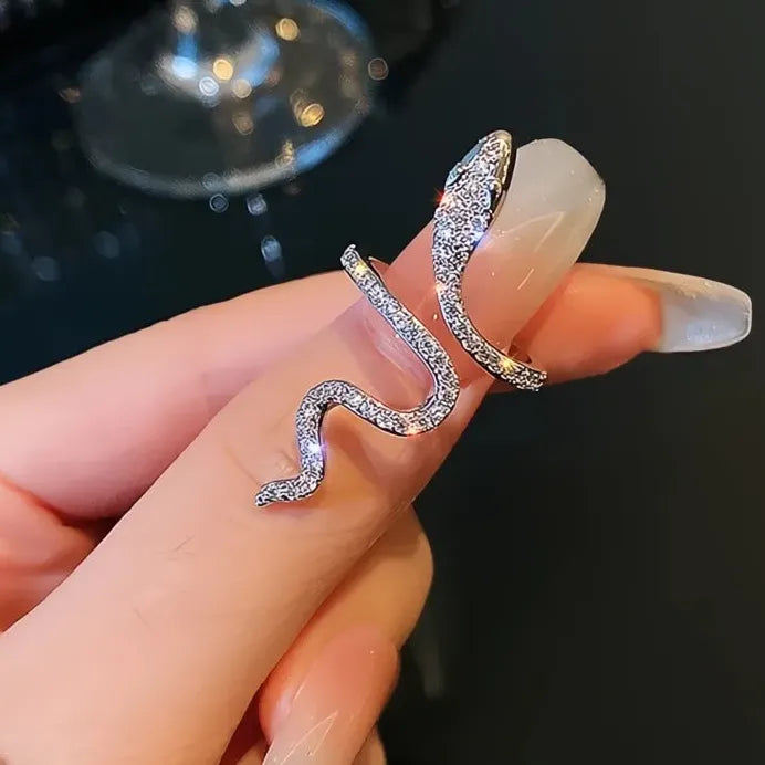 Geometric Snake Ring for Women Brass with Micro Inlaid Cubic Zirconia