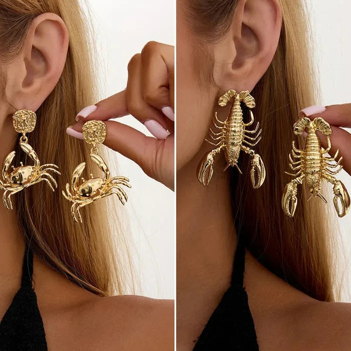 Geometric Lobster Crab Drop Earrings for Women Zinc Alloy Jewelry Gift